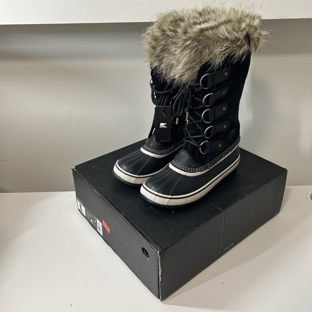 Sorel Joan of Arctic Snow Boots Women's 8 Black Suede Winter Waterproof